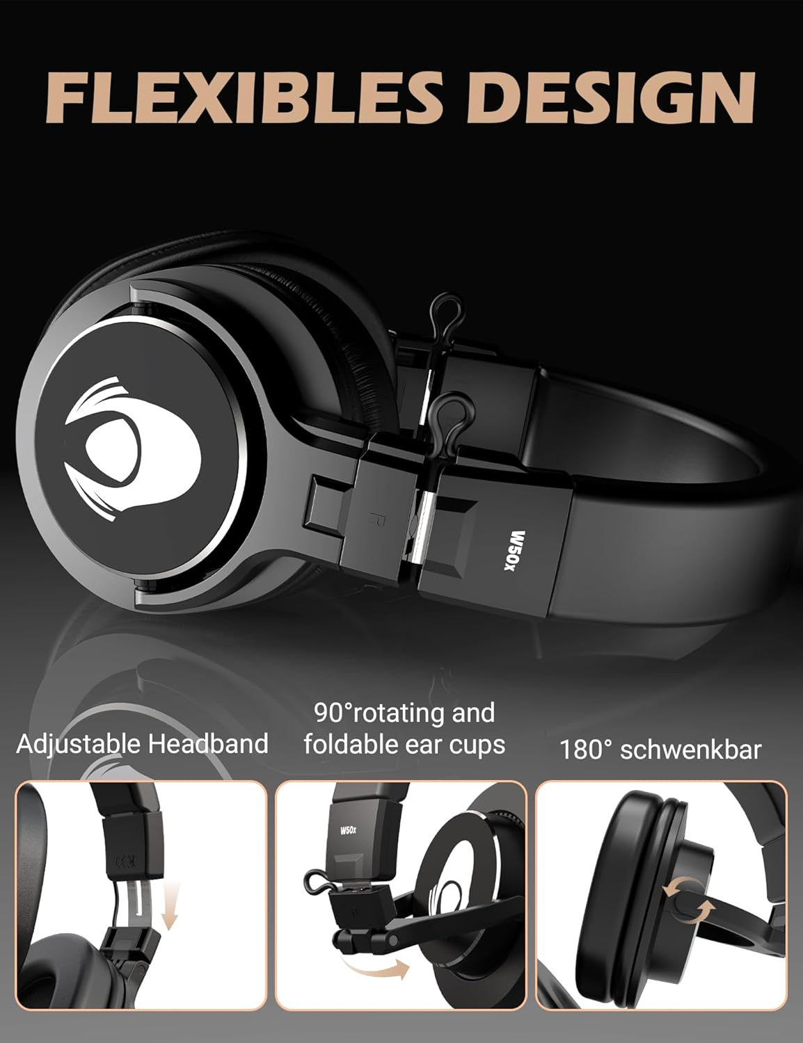 Talomen over Ear Headphones for Studio Monitoring, Professional Wired Closed-Back Headphone with Detachable Cables, High-Fidelity Audio for Tracking, Mixing, Djing, and Mastering W50X image number 6