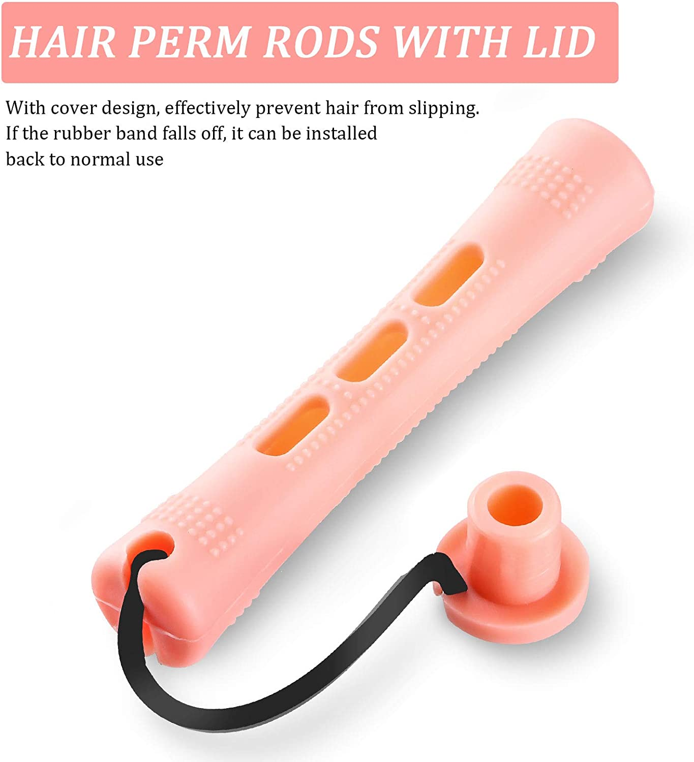 100 Pieces Hair Perm Rods Non-Slip Hair Rollers Plastic Cold Wave Perming with Elastic Rubber Band Short Curlers for Hairdressing Styling(Multi-Size,Multi-Color) image number 5