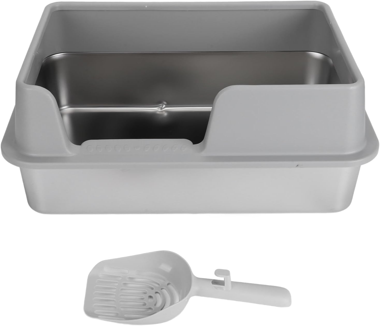 Stainless Steel Cat Litter Boxes, Side Entry High Sides anti Splashing Enclosed Cat Litter Box, Extra Large Metal Litter Pan with Scoop, Easy to Clean, for Small Medium Cats