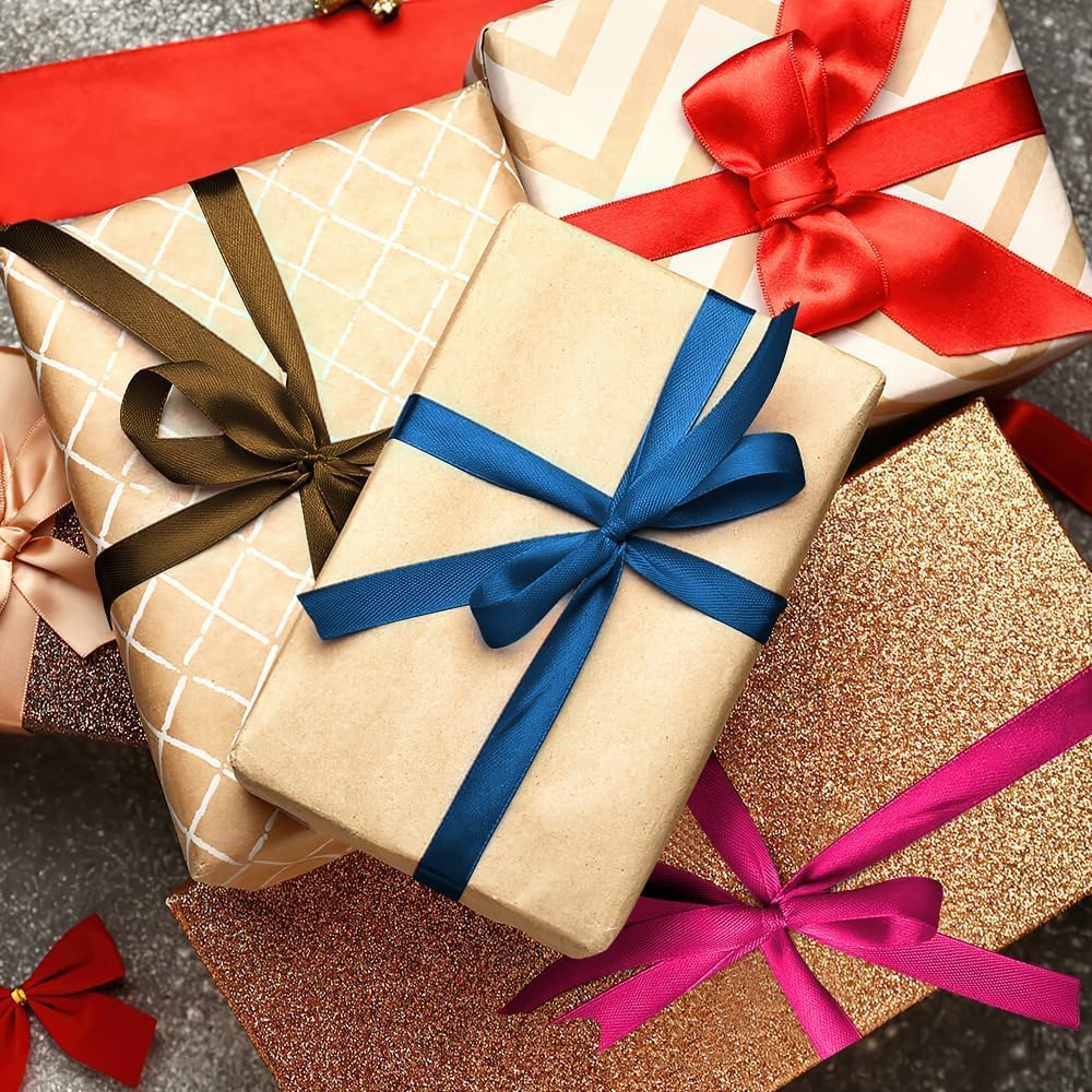 3/8 Inch 25 Yards Navy Blue Ribbon for Tree Ribbon Decorations, Fine Christmas Ribbon, Navy Blue Ribbon for Gift Wrapping image number 2