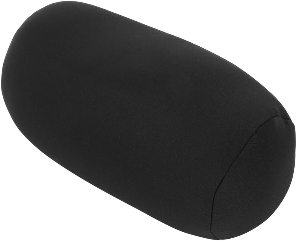 Micro Mini Microbead Roll Pillow Back Cushion Car Seat Sofa Column Pillow Sleeping Neck Support for Home Office Travel (Black) image number 6