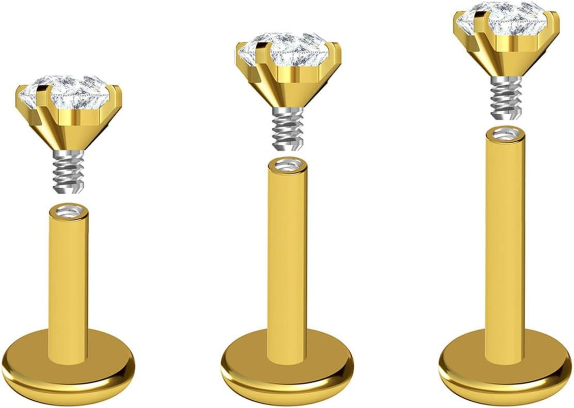 Newkeepsr 16G Internally Threaded F136 Implant Grade Titanium Labret Monroe Lip Tragus Helix Earrings Studs