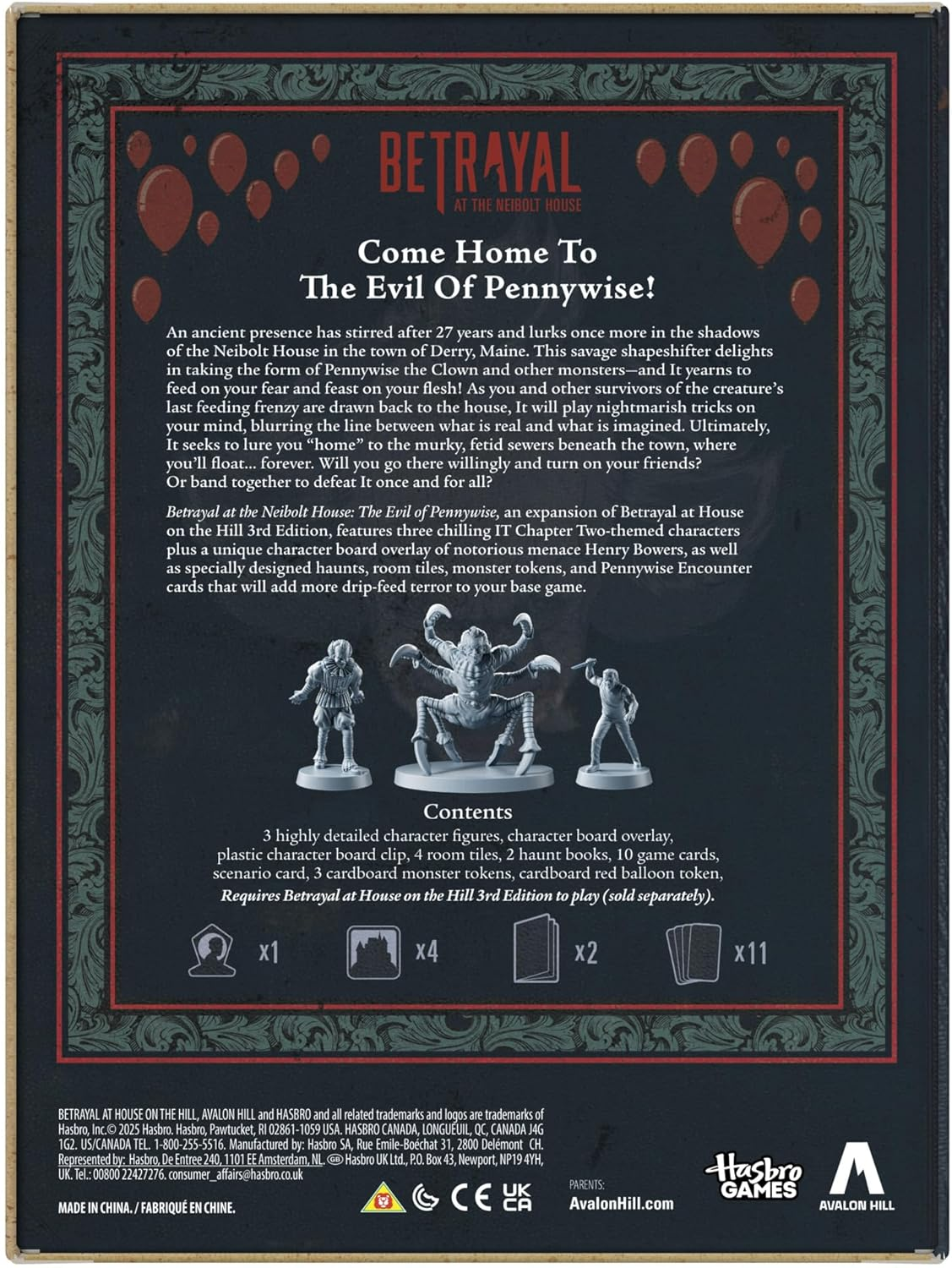 Hasbro Gaming Avalon Hill Betrayal at the Neibolt House: the Evil of Pennywise Expansion | Ages 17+ | 3-6 Players | Requires Betrayal at House on the Hill 3Rd Edition image number 5