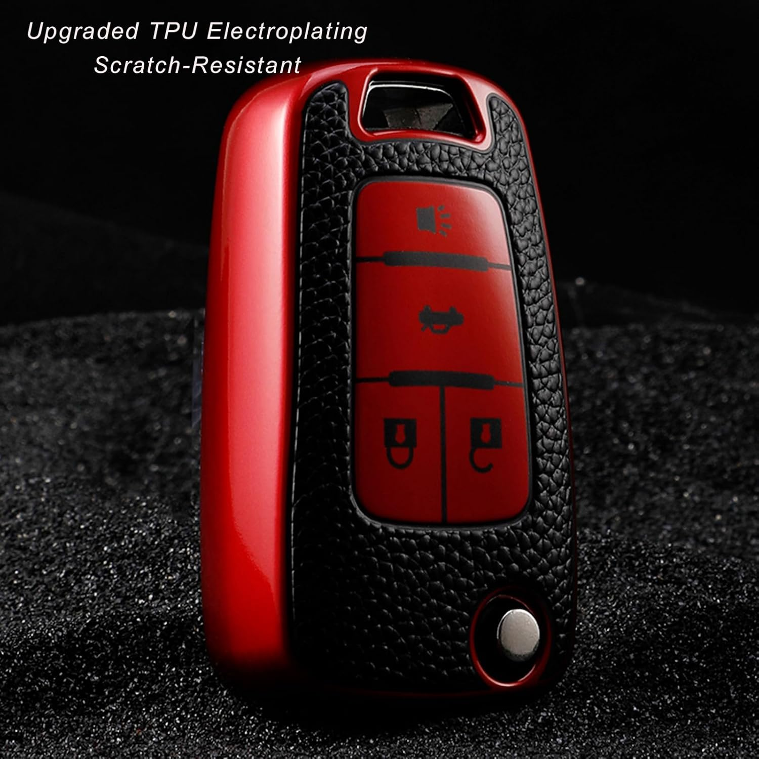 CHATYYD Key Fob Cover for Chevy, Smart Remote Car Key Case Cover Compatible with Chevrolet Cruze Equinox Camaro Malibu Sonic Volt Park Buick Encore Allure Regal(Red) image number 3