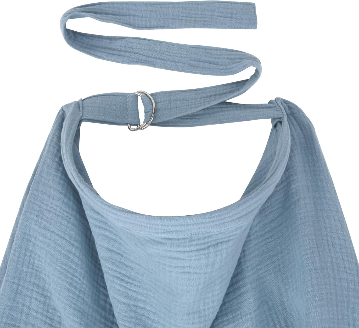Muslin Nursing Cover for Baby Breastfeeding, Breathable Privacy Nursing Cover with Arch Neckline for Mom, Organic Cotton Multi-Use Nursing Apron (Blue) - Green image number 5