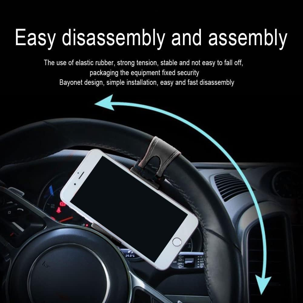 Car Phone Holder Adjustable Car Cradles, Car Steering Wheel Phone Mount, Universal Mobile Phone Mount, Car Accessories Hands Free Automobile Cell Phone Holder for Most Car Steering Wheel (Black) image number 1