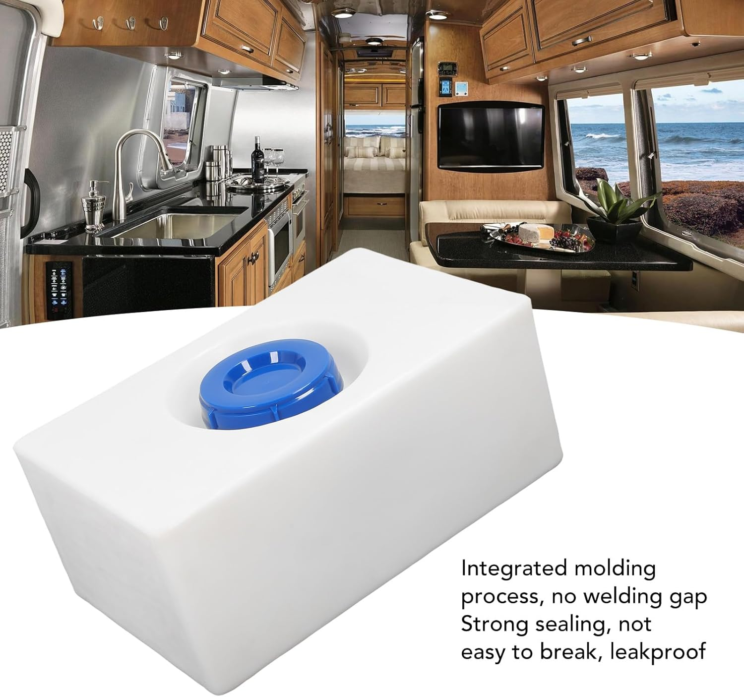 RV Water Tank, Unbreakable 10 Gallons RV Water Storage Tank 21.3 X 13.2 X 9.1In for Trailer Boat Yacht image number 6