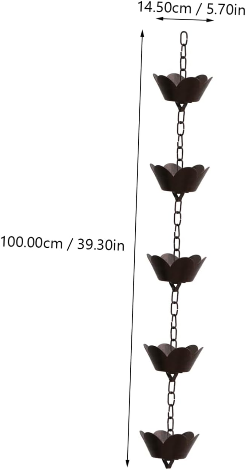 FONDOTIN 1M Metal Rain Chain Petal Design Elegant Chimes and Cups for Gutter Decoration for Garden Patio and Courtyard Creates Serene Ambiance Cascading image number 4
