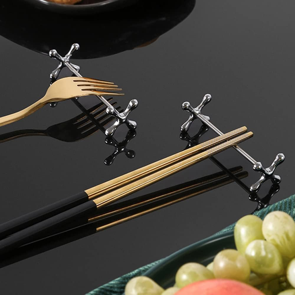 Zinc Alloy Chopsticks Rest Spoons Stand Forks Knifes Holder Rack Stand, 3Pcs Chopsticks Rest Holder Knife Rest Fork Stand Spoon Tableware Rack,Chopstick Rest Pillow Zinc Alloy Chopsticks Racks Stands image number 6