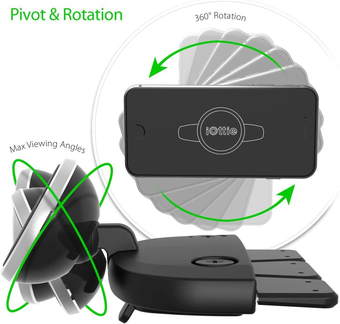 Iottie HLCRIO152RT Itap Magnetic CD Slot Premium Car Mount Holder for Iphone X 8/8S 7 7 plus 6S plus 6S 6 SE Samsung Galaxy S9 plus S9 plus S8 Edge S7 S6 Note 8 5 Black image number 6