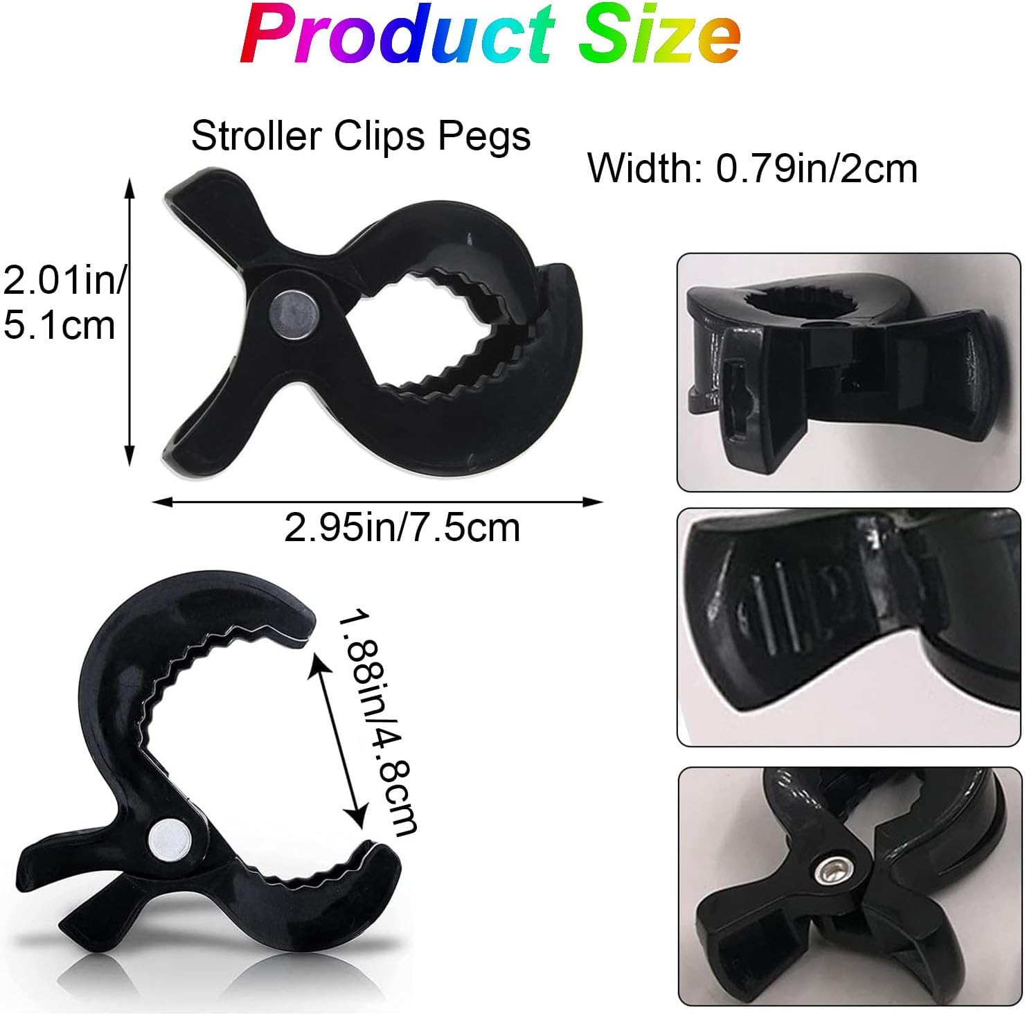 WADY Stroller Pegs to Hook Muslin Sun Shade to Canopy, 6 PCS Car Seat Cover Clips, Nursing Cover, Pram Toy Holder, Plastic Universal Clip, Blanket Clamp, Stroller Clips Buggy Accessory (Black) image number 1