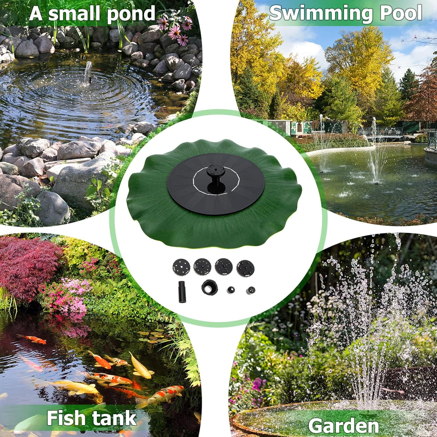 Solar Powered Fountain Kit Lotus Leaf Design Outdoor Water Garden Sprinkler Pool Solar Fountain Pump Practical Decorative