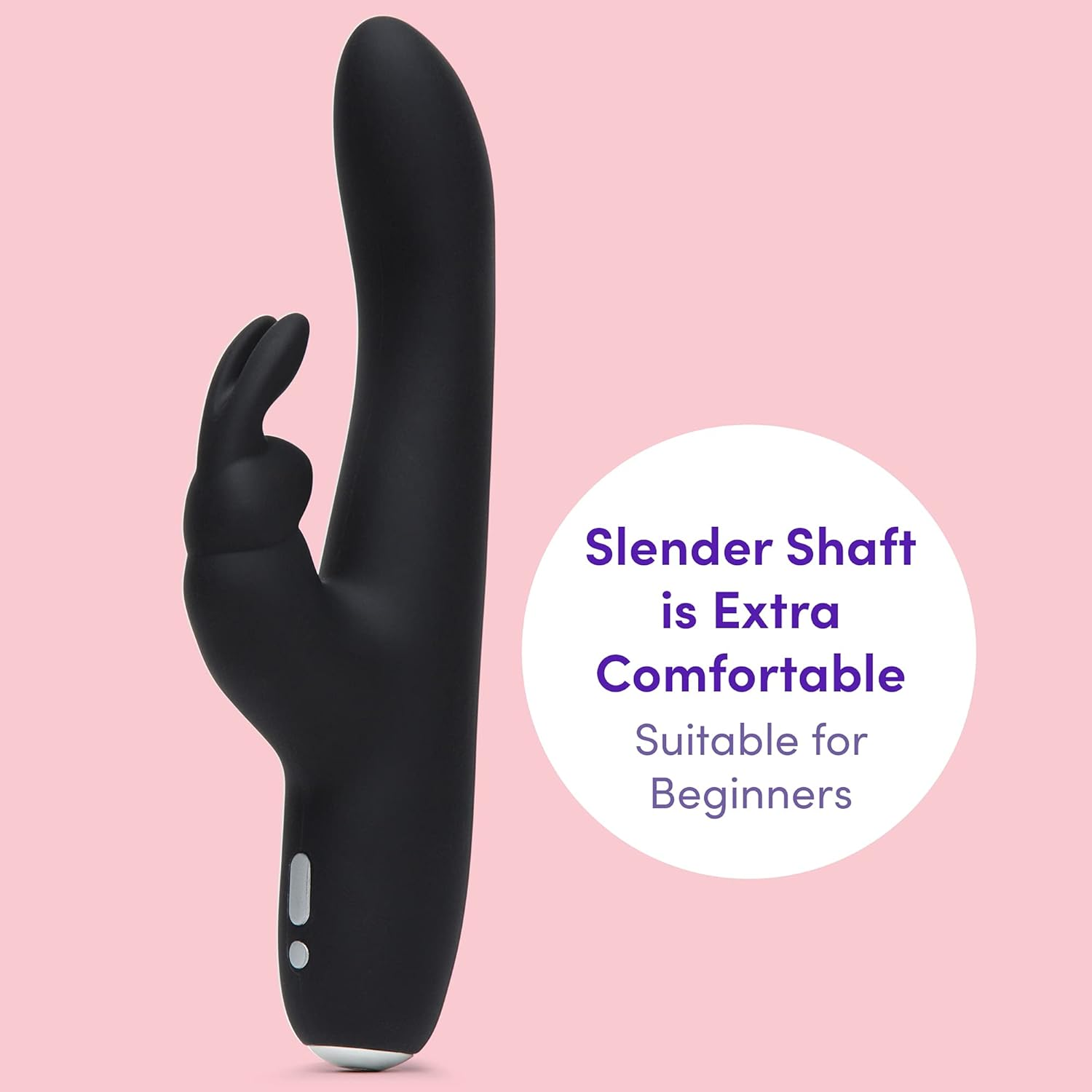 Fifty Shades of Grey Greedy Girl Rabbit Vibrator - 5 Inch Slimline Silicone G Spot Vibrator for Women - 9 Patterns & 3 Speeds Adult Sex Toy - Rechargeable & Waterproof - Black image number 4