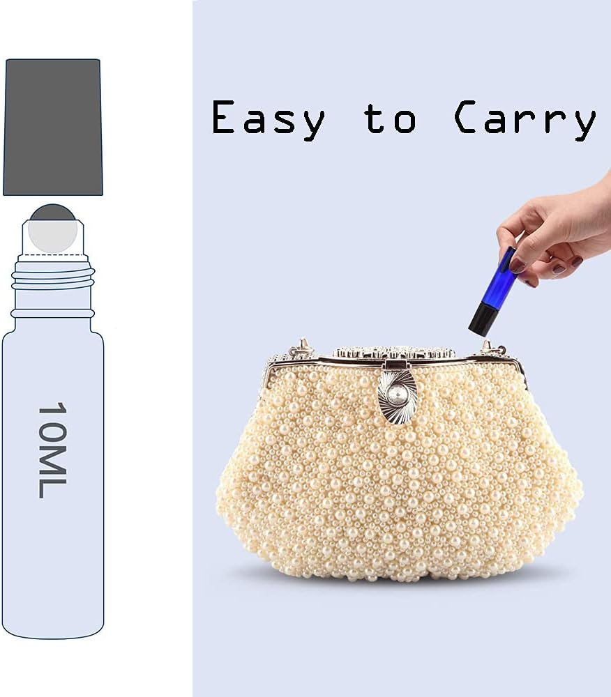 6 Pack 10 Ml Essential Oil Glass Roller Bottles, Cobalt Blue with Stainless Steel Balls (1 Opener, 1 Dropper Included)