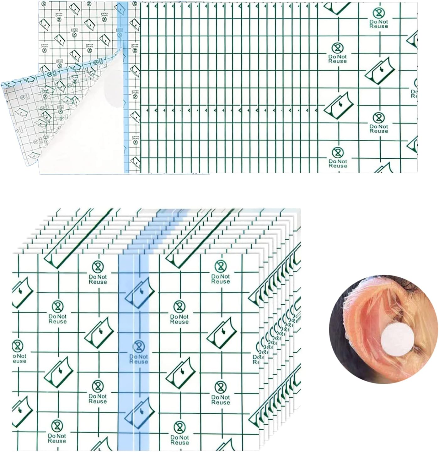 Upgraded Baby Shower Ear Stickers - 100PCS Newborn Waterproof Ear Cap with Thickened Absorbent Cotton Disposable Ear Covers Ear Protection for Shower Bathing Swimming Surfing Water Sports - Ear Protector, Transparency (7 X 9Cm for Adult) image number 6