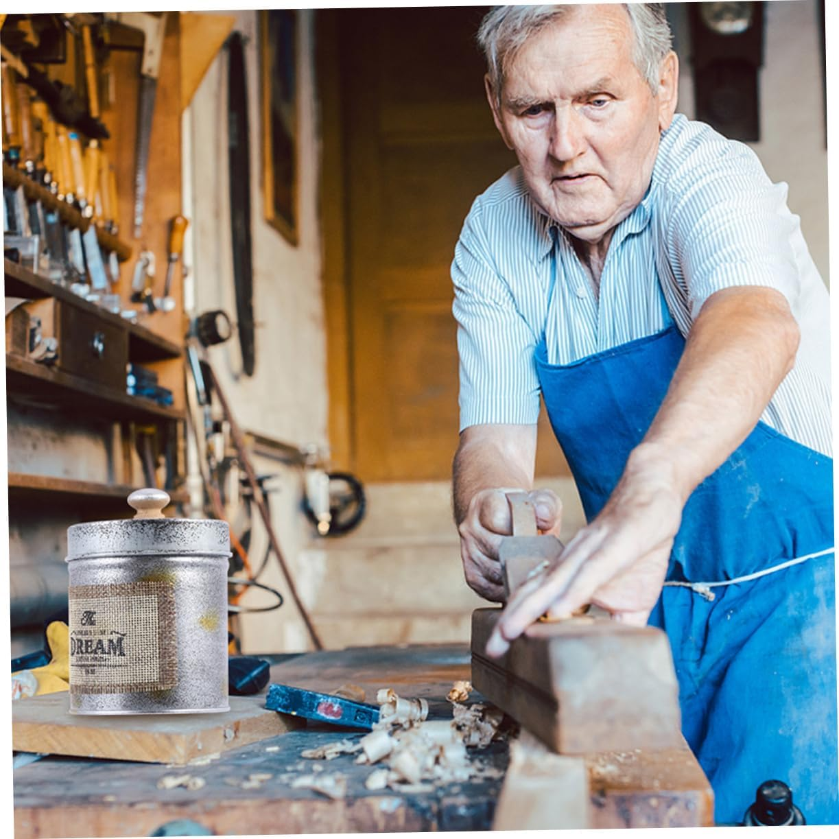 KICHOUSE 2Pcs Antique Iron Storage Jar for Kitchen Tableware Retro Storage Can Lid for Desktop Organization and Home Decor image number 4