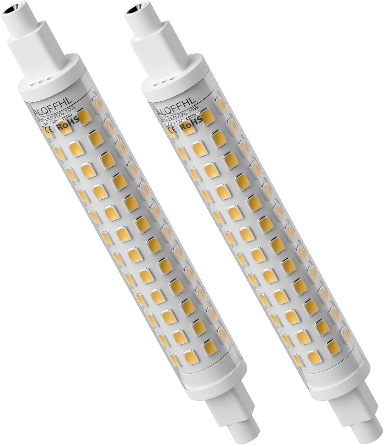 R7S 118Mm Dimmable 10W LED Bulb, Linear LED Double Ended J-Type Floodlights (T3 100W Halogen Equivalent), 3000K 1000 Lumens, Wall/Security/Floor Lights, Pack of 2 (Warm White)