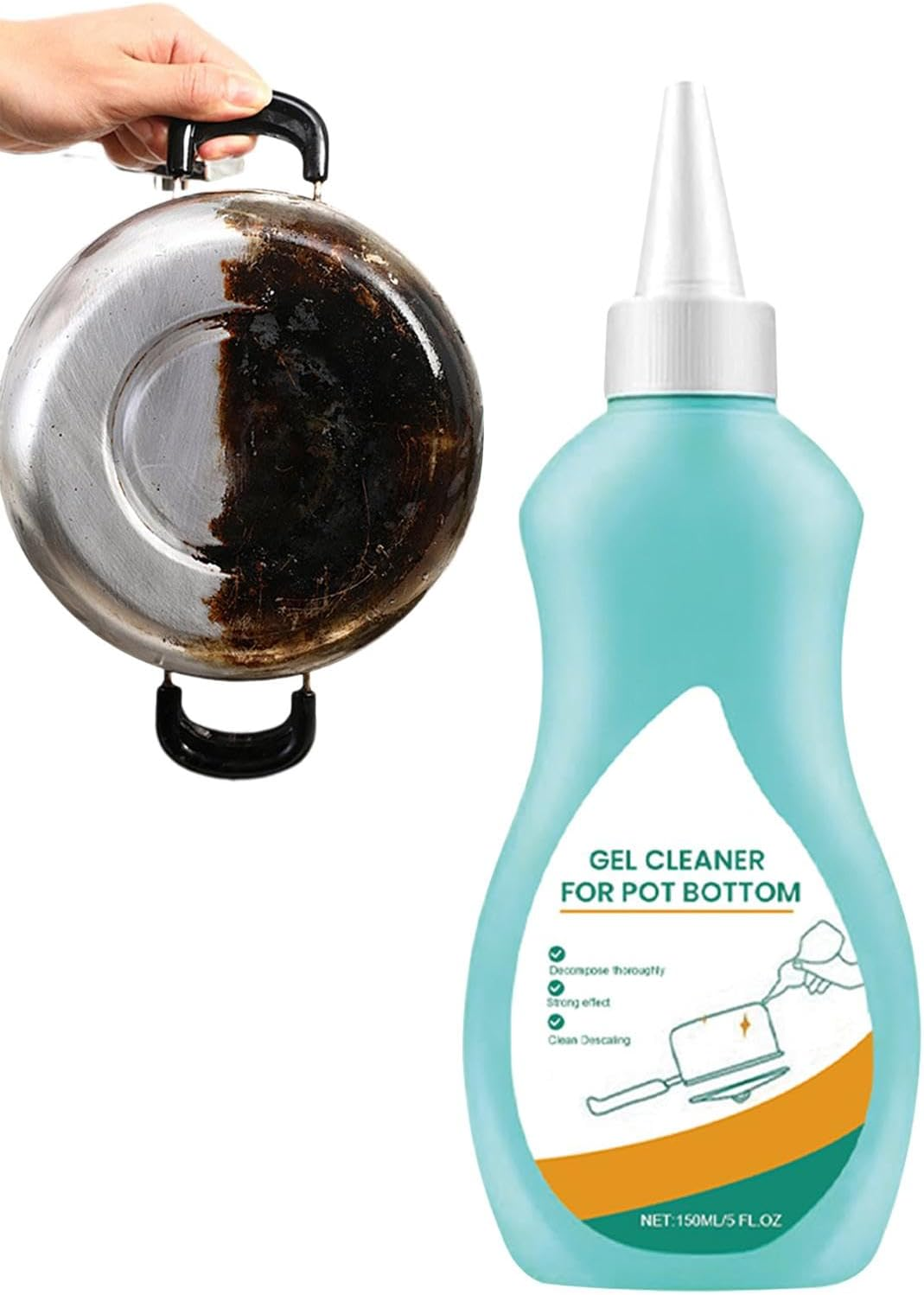 Magic Gel Cleaner for Pots and Pans, Household Cleaners 150Ml Wash Pot Gel Scale Cleaner, Effective Rust Remover Polishing Cleaner for Stove, Stainless Steel Cookware image number 2