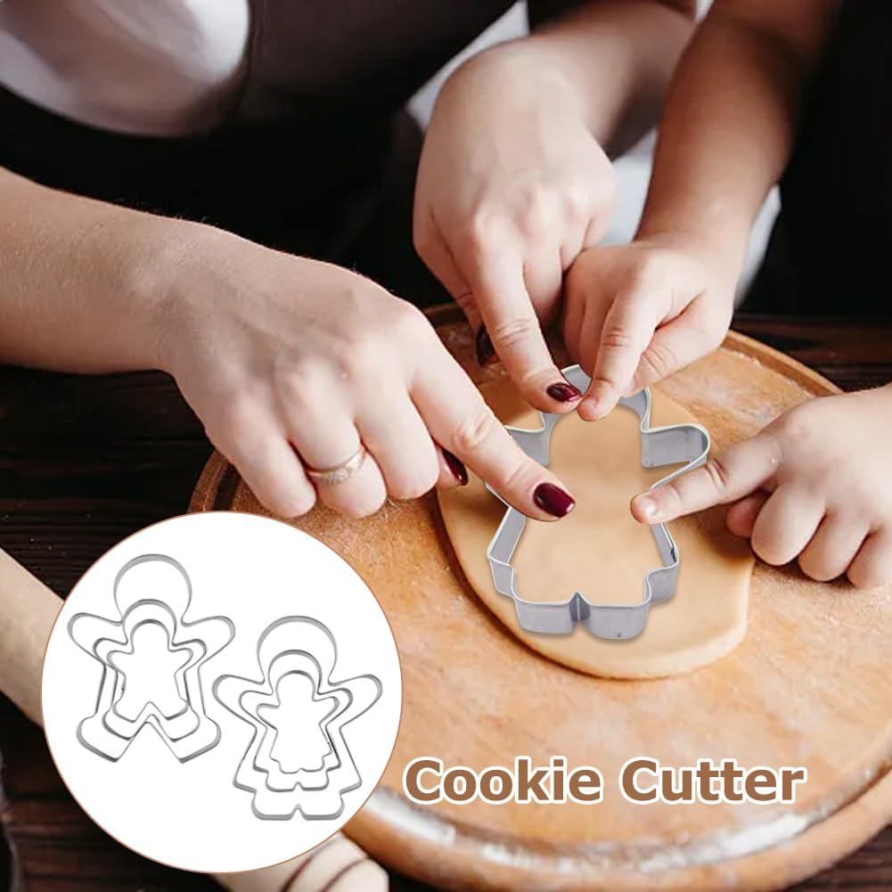 Set of 6 Gingerbread Man and Gingerbread Woman Cookie Cutters, Biscuit Cake Baking Cutter Molds, Stainless Steel Cookie Cutter for Family, 3 Sizes(Color:Silver) image number 6