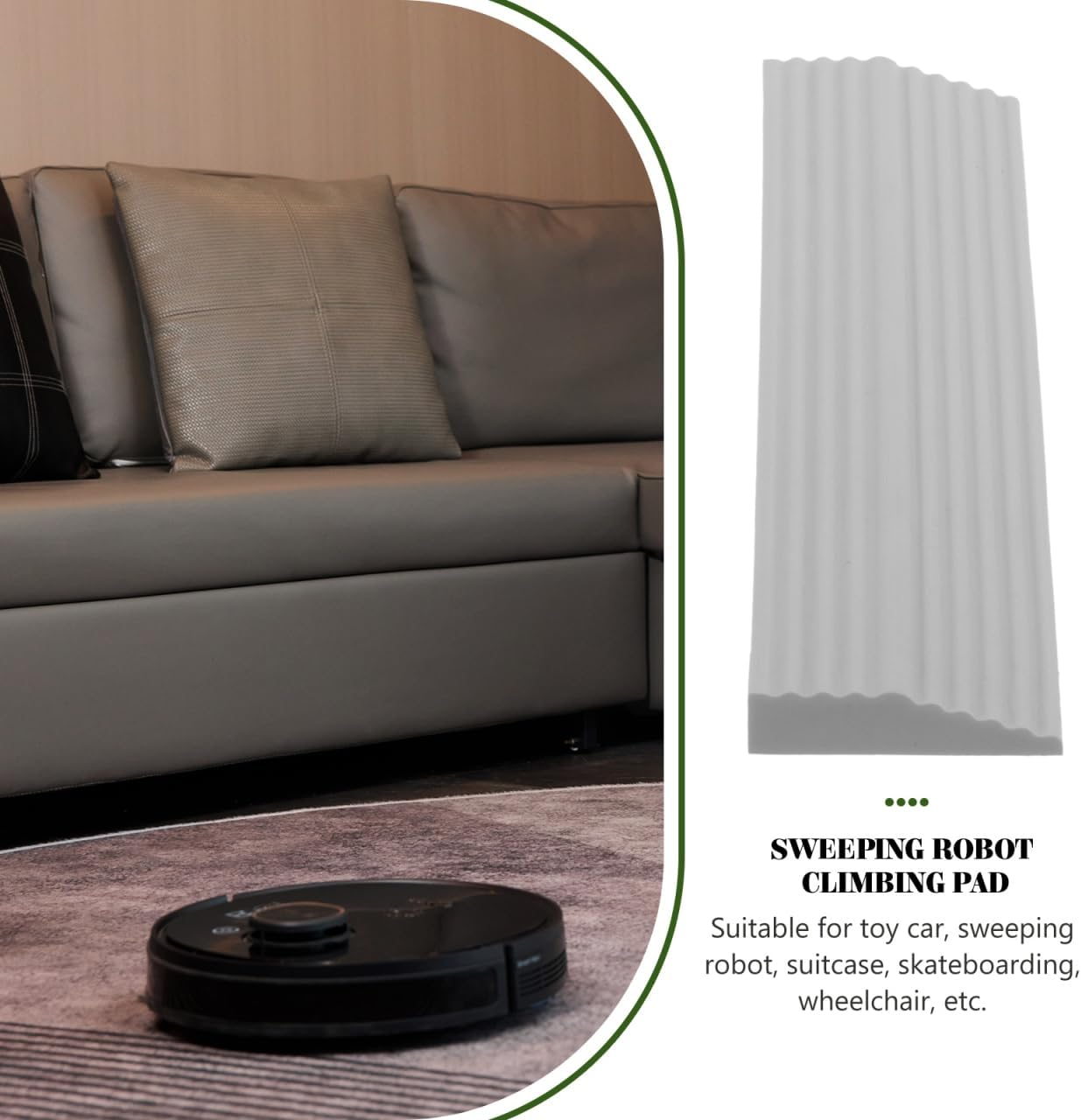 Grey Plastic Threshold Ramp for Robot Vacuums Lightweight and Portable Entry Slope Mat for Doorways and Small Steps