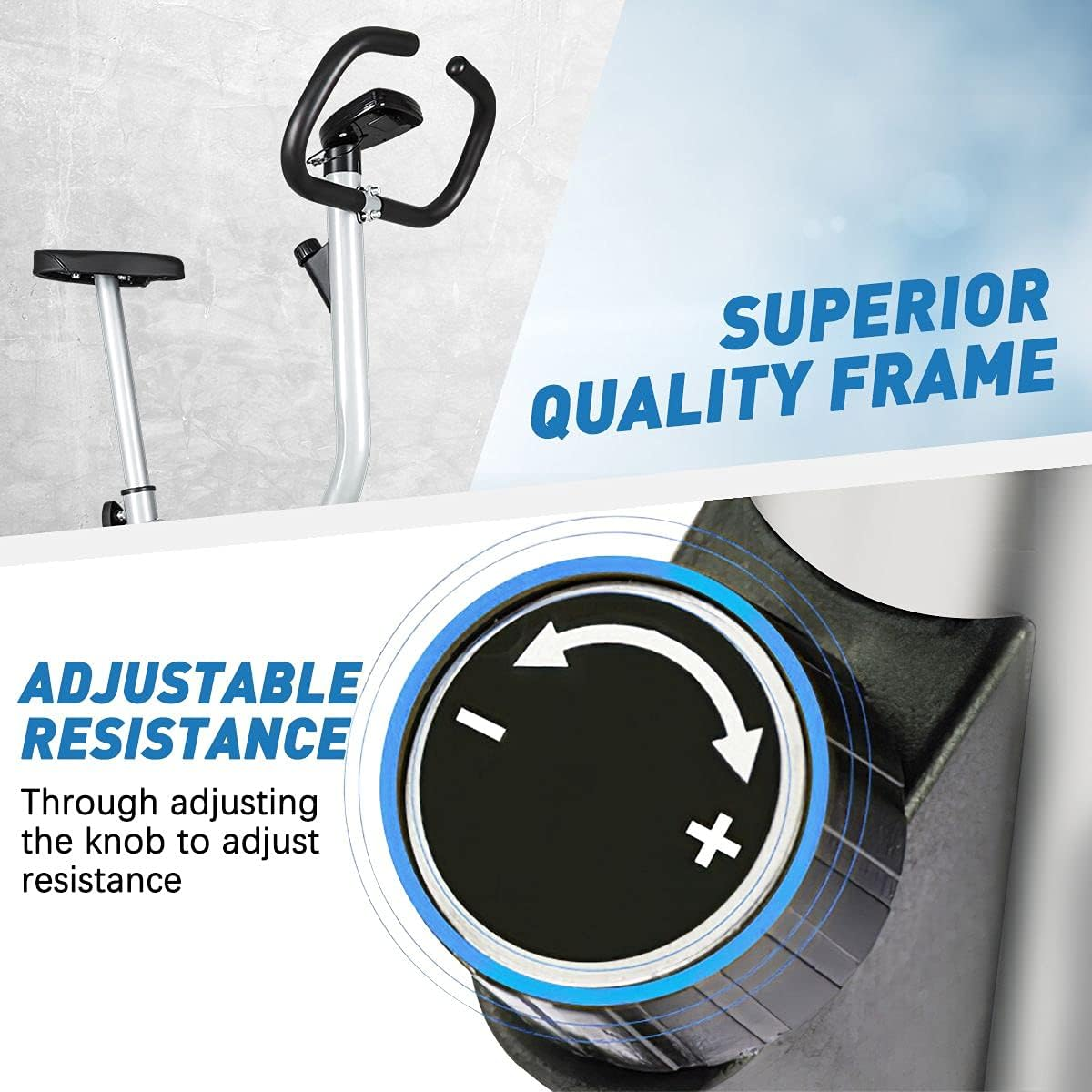 Genki Upright Exercise Bike Machine Home Gym Fitness Cardio Equipment Spin Bike Grey with LCD Display, Adjustable Seat & Resistance, 100Kg Max Weight Capacity image number 6