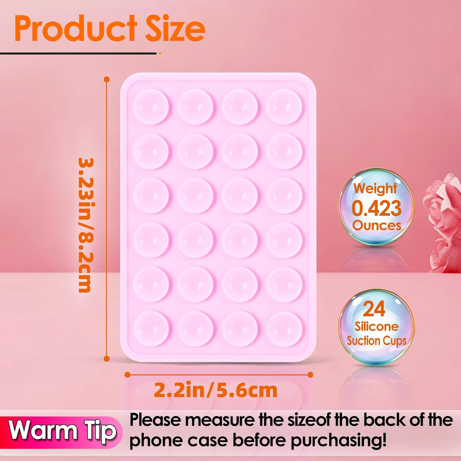 Suction Phone Case Mount, 2Pcs Silicone Phone Suction Grip Compatible with Iphone and Android Cases, Anti-Slip Hands-Free Mobile Accessory Holder, Sticky Phone Grip for Tiktok Videos and Selfies