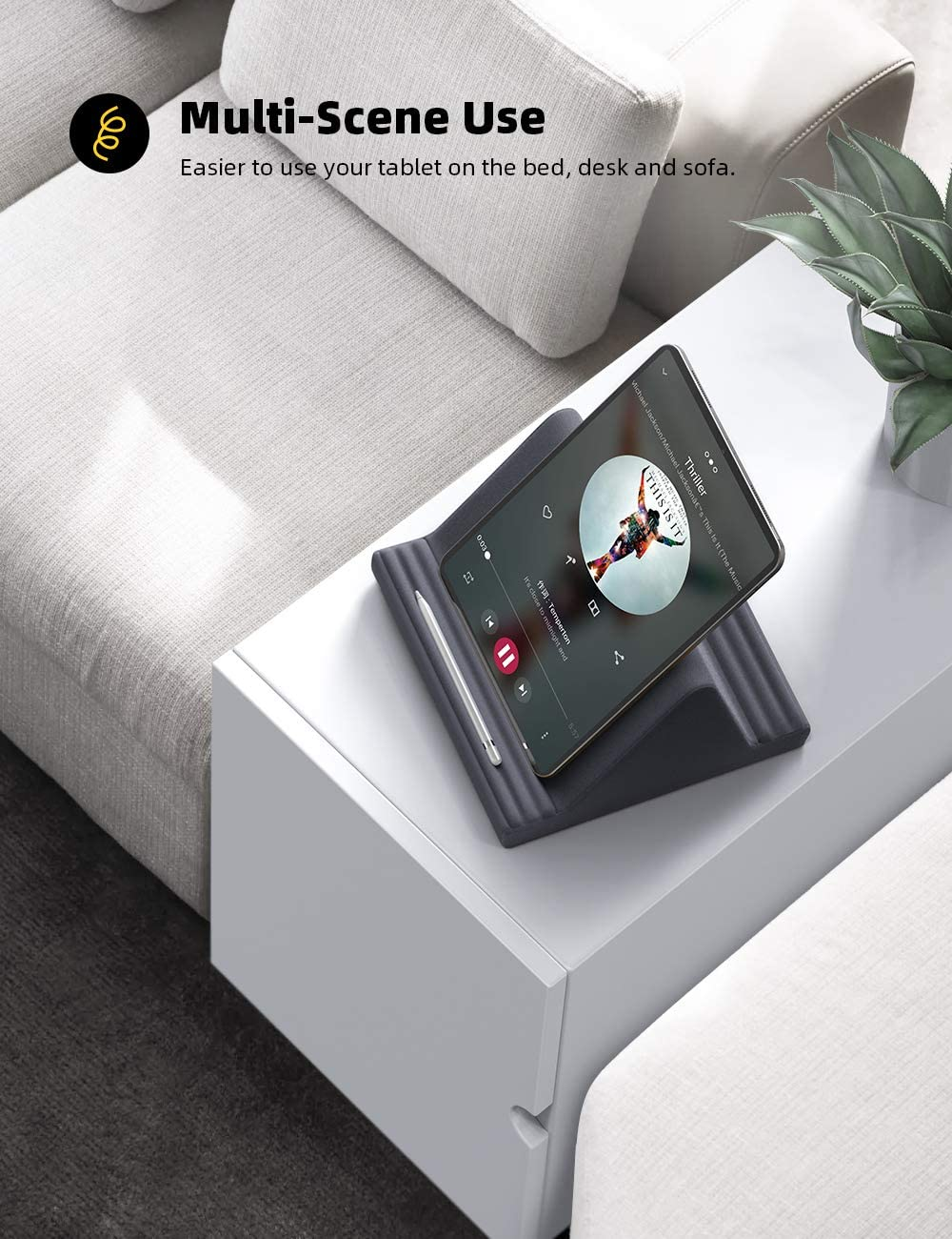 Tablet Pillow Stand, Pillow Soft Pad for Lap - Lamicall Tablet Holder Dock for Bed with 6 Viewing Angles, Compatible with Ipad Pro 9.7, 10.5,12.9 Air Mini 7 6, Kindle, Galaxy Tab, E-Reader - Dark Gray image number 2