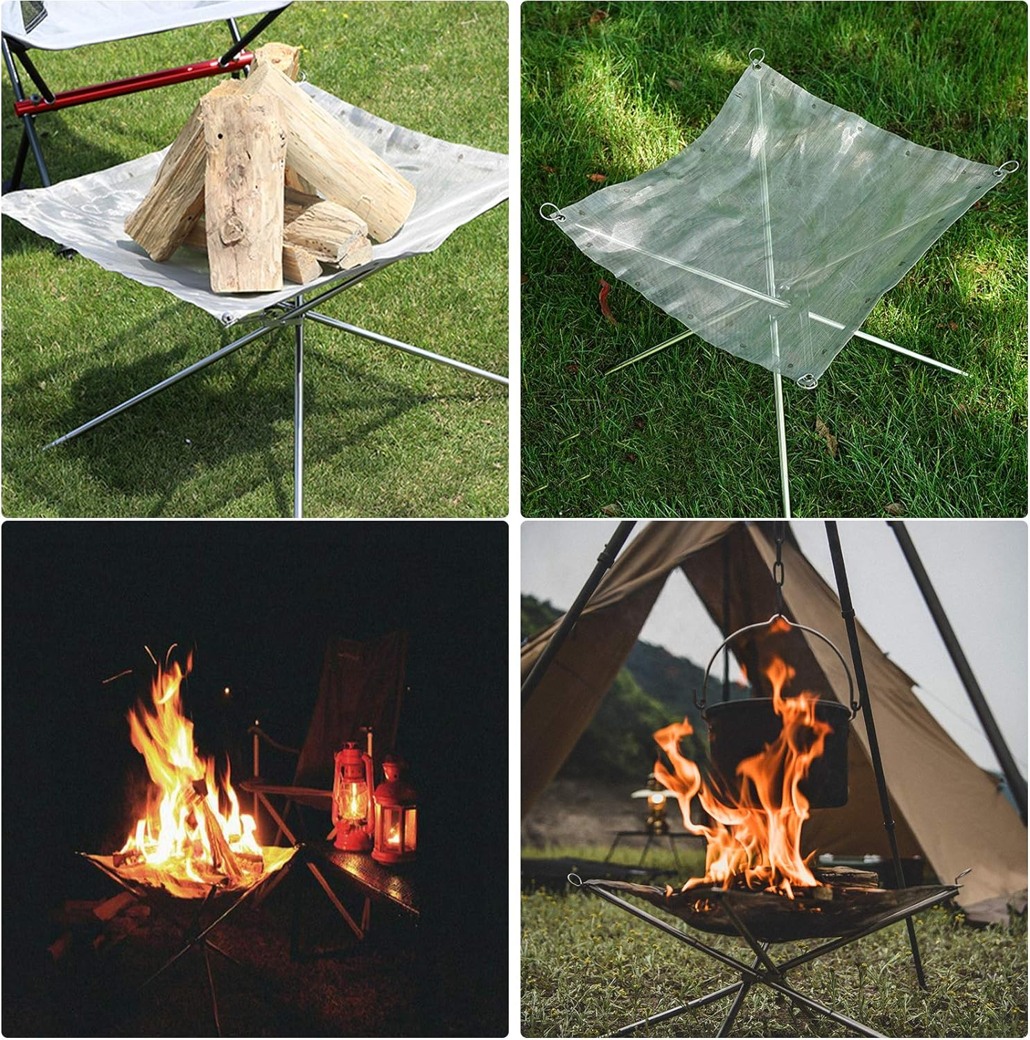 22 Inch Portable Outdoor Fire Pit, Collapsing Steel Mesh Fireplace - Perfect for Camping, Backyard and Garden - Carrying Bag Included image number 4