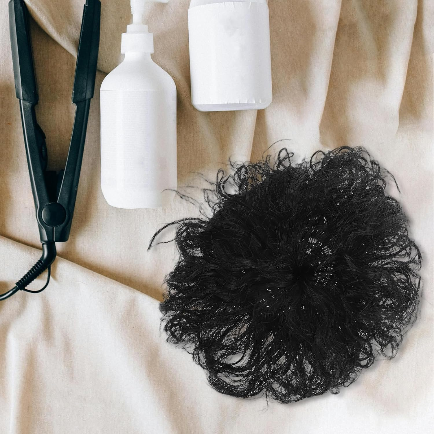 DINHEAROM Human Hair Wiglets Topper Fluffy Wavy Seamless Replacement Clip in Hairpiece for Women Covering White Hair image number 1