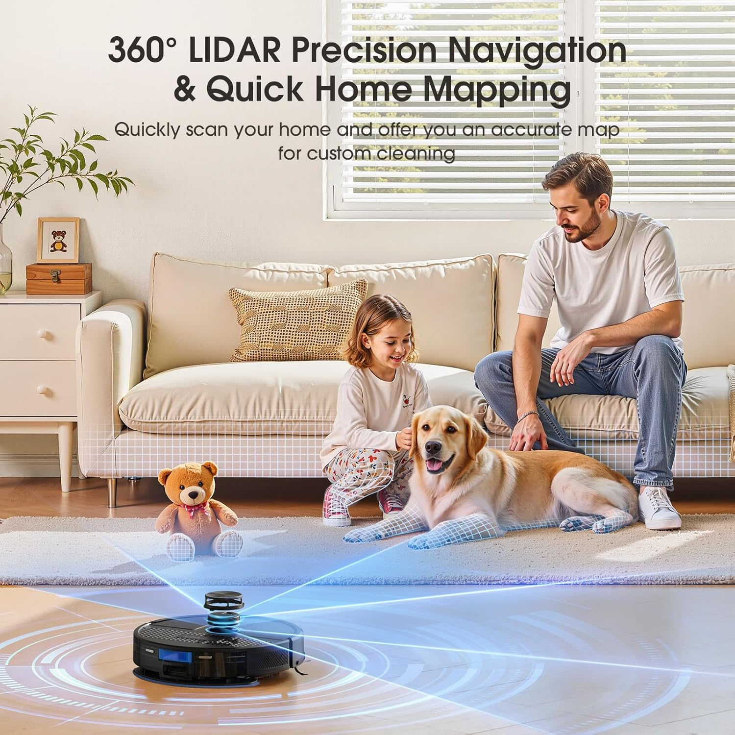 Lubluelu Robot Vacuum 4500Pa,3-In-1 Robot Vacuum and Mop,Lidar Navigation,5 Editable Mapping,24 No-Go Zones,54Db,App/Alexa,Robot Vacuum Cleaner SL68 for Hair,Hard Floor,Carpet image number 6