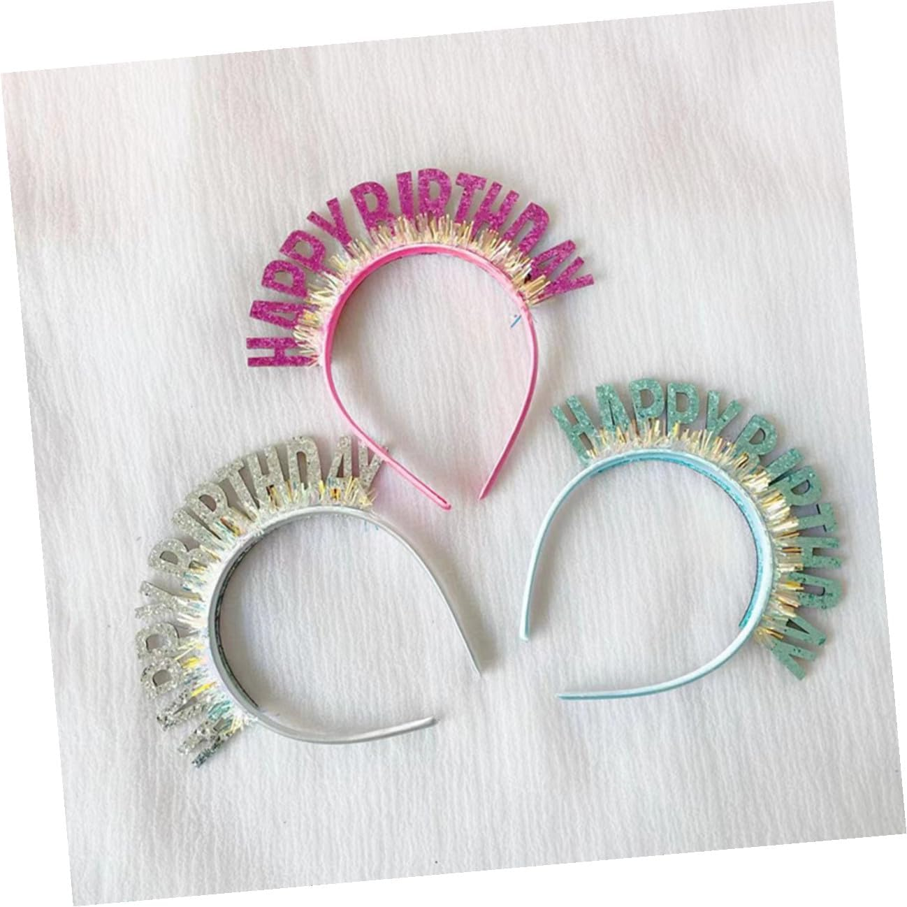 DECHOUS Birthday Party Headbands 6Pcs Glitter Hairbands Comfortable Headpiece for Boys and Celebration image number 6