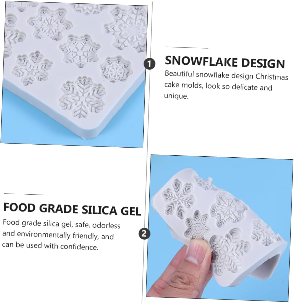 2Pcs Christmas Snowflake Cake Molds DIY Silicone Molds for Cookies Decorations image number 3
