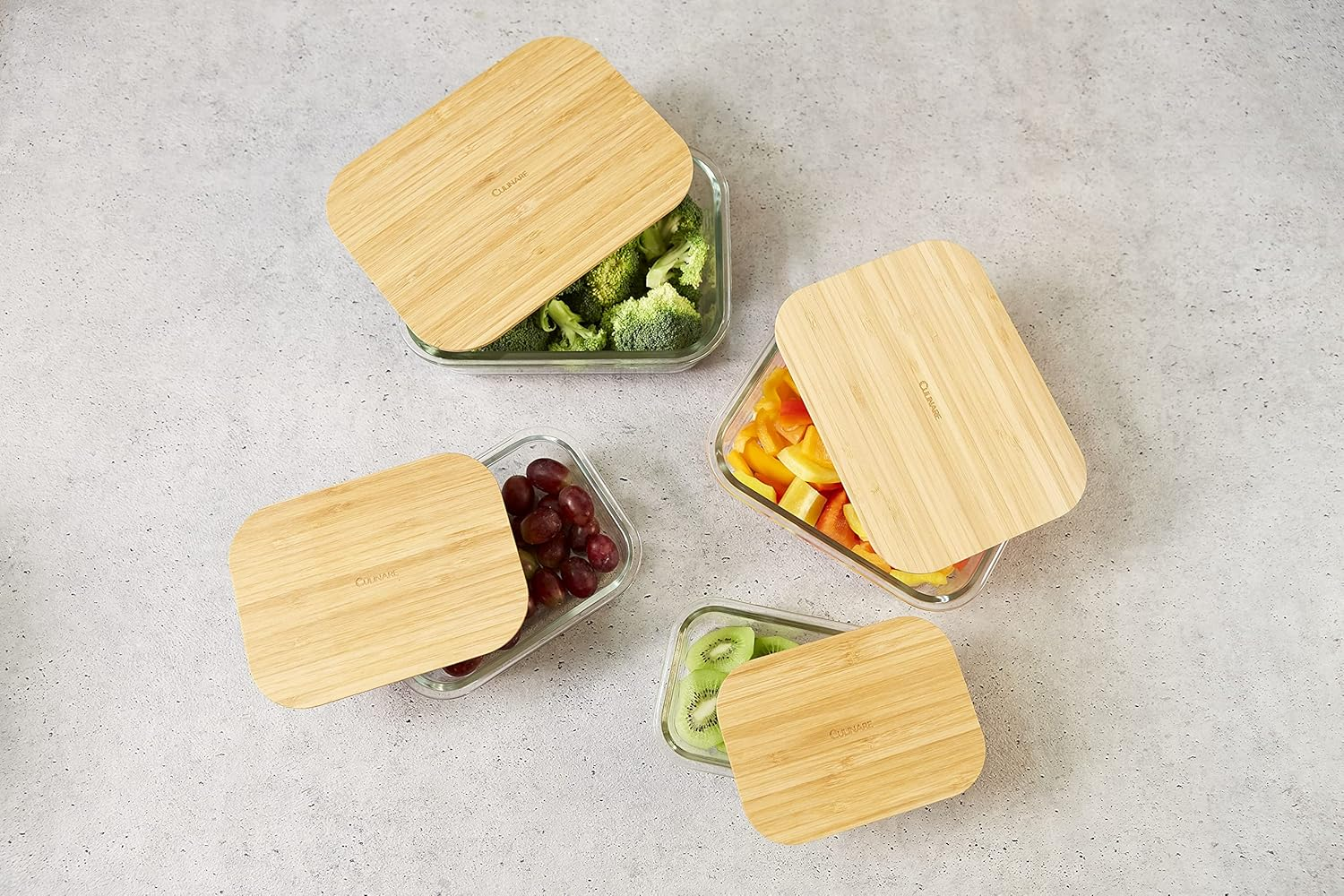 CULINARE Naturals C70025 Glass Container, Sustainable Bamboo/Glass, 1.5L, Food Storage Box with Lid, Kitchen Organisation/Fridge Storage/Fresh Food Preserver, Not Dishwasher Safe