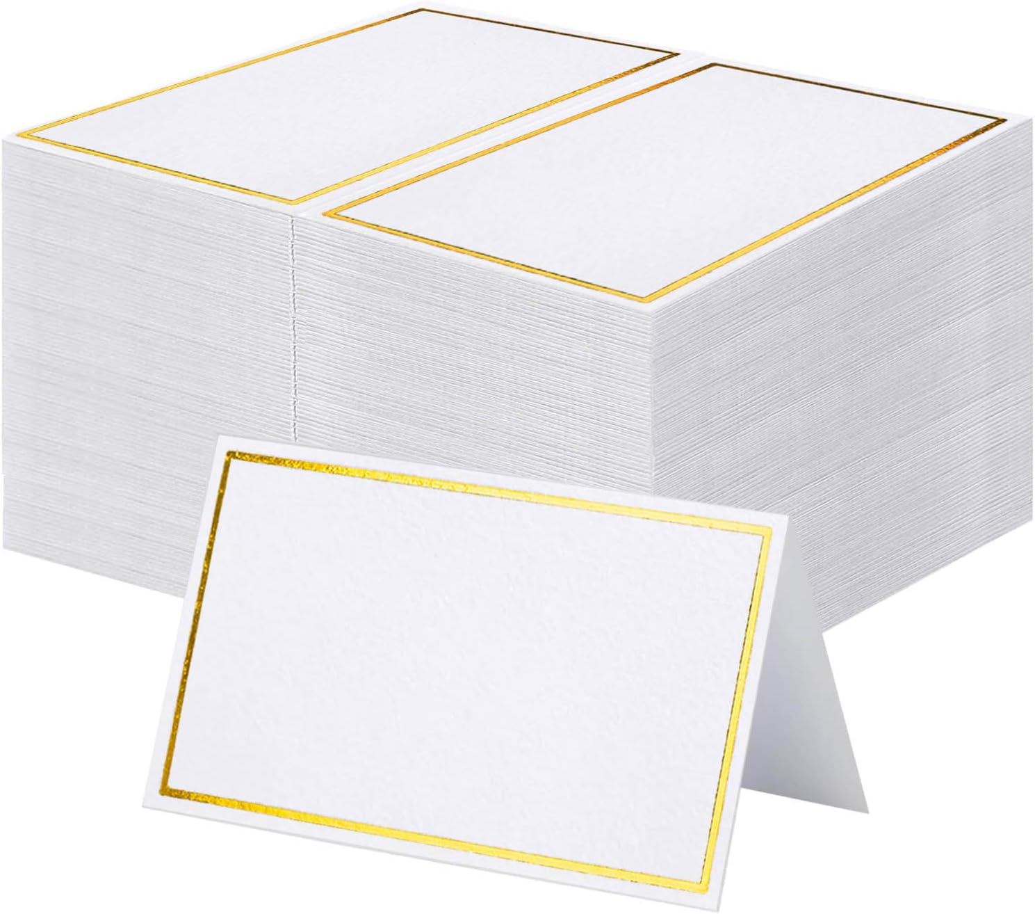 100Pcs Premium Place Cards with Gold Foil Border, Escort & Name Cards for Wedding, Table & Dinner Parties, Seating Cards, 2" X 3.5"