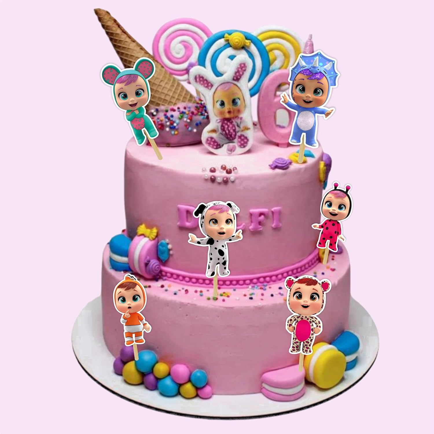 Cry Babes Cupcake Toppers &ndash; Cute Baby Doll-Inspired Party Decorations for Girls Birthday, Baby Shower, Toy-Themed Celebration or Kids Party Favors image number 3