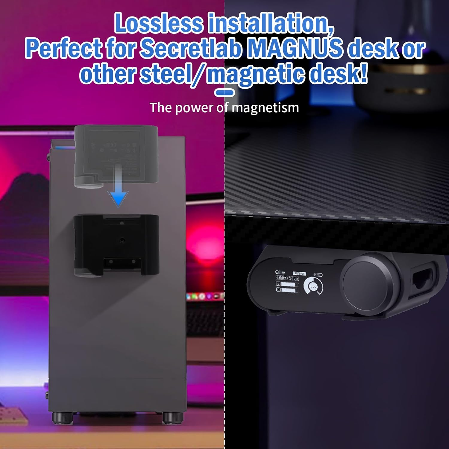 Under Desk Mount Holder for Steelseries Arctis Nova Pro Wireless Base Station&ndash;Arctis Pro Wireless NOVA Magnetic Mount Secretlab MAGNUS Version ,Headphone Hanger Stand for Arctis Nova Pro Wireless image number 3