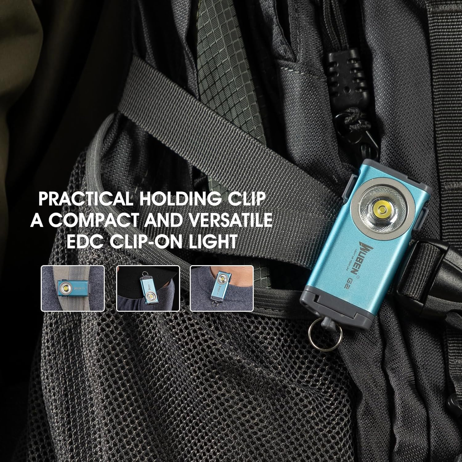 WUBEN G2 Flashlights 175&deg; Wide Beam, Rechargeable Keychain Flashlight High Lumens with Magnet Tail and Back Clip, 5 Light Modes Mini Torch Light for Indoor, Outdoor (Blue) image number 6