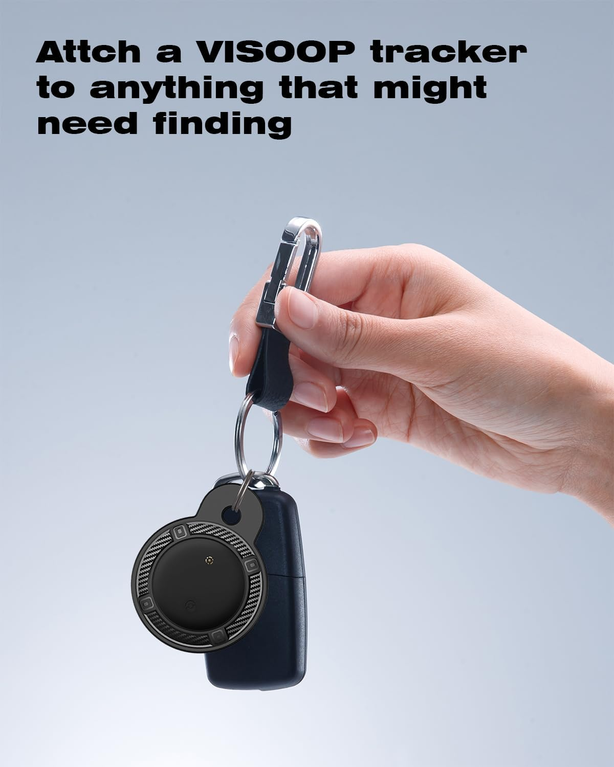 VISOOP Air Tags 2Pack with Holder Case, Smart Bluetooth Tracker Compatible with Find My(Ios Only), Item Finder Locator for Pets/Keys/Bags/Luggage Suitcases, Replaceable Battery Waterproof-Black image number 5