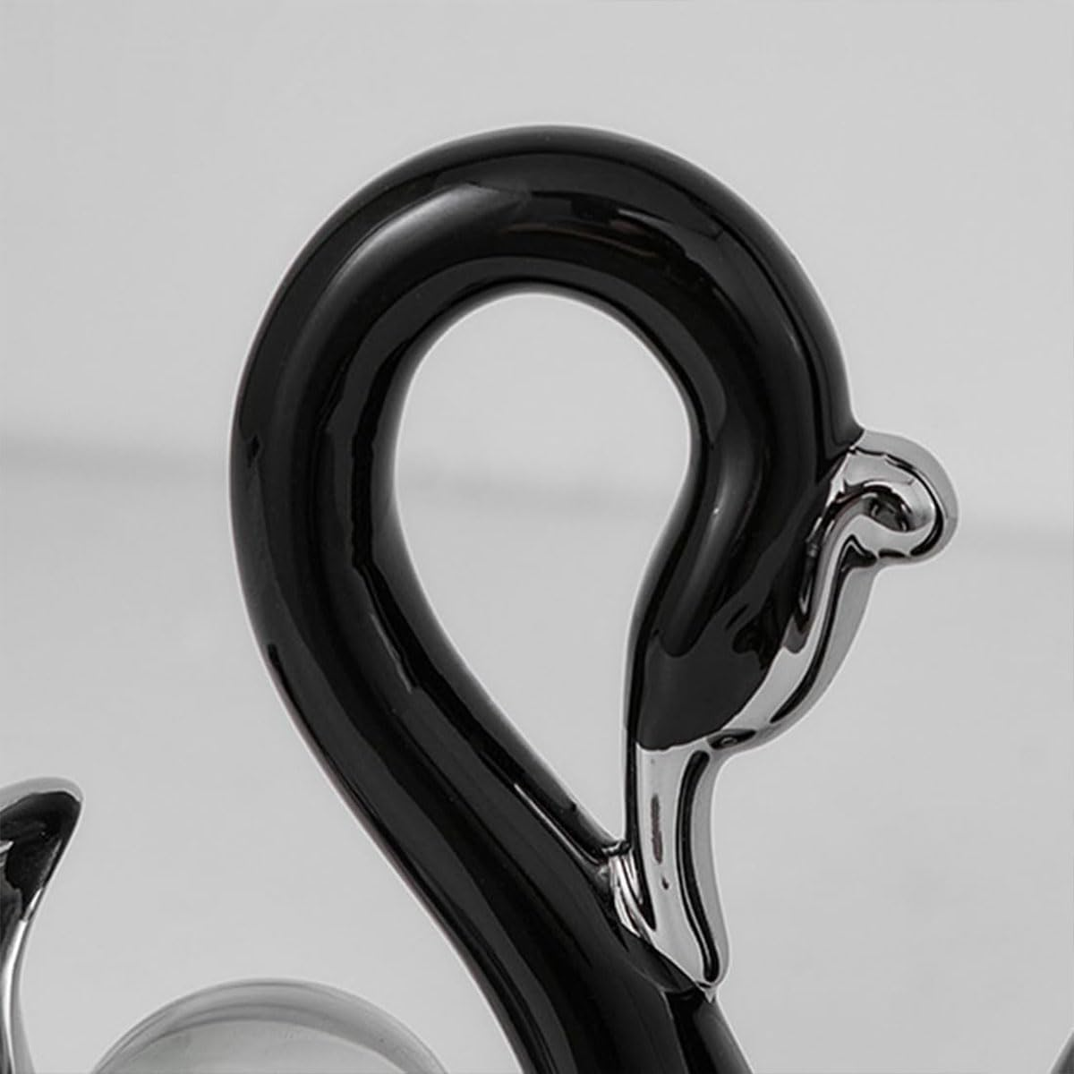 AIMALL 2PCS Ceramic Swan Ornament Set Black and White Modern Figurines for Living Room, Bedroom, TV Cabinet, Coffee Table or Wedding Centrepiece Home D&eacute;cor Display - Black image number 2