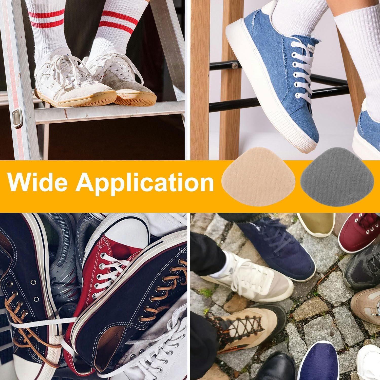 Gosknor 8 Pairs Shoe Patches for Holes, 4 Colors Patches for Shoes Lint Cloth Shoe Hole Repair Patch for Sneakers Mesh Shoes Leather Shoes, Black, White, Gray, Skin, Medium image number 4