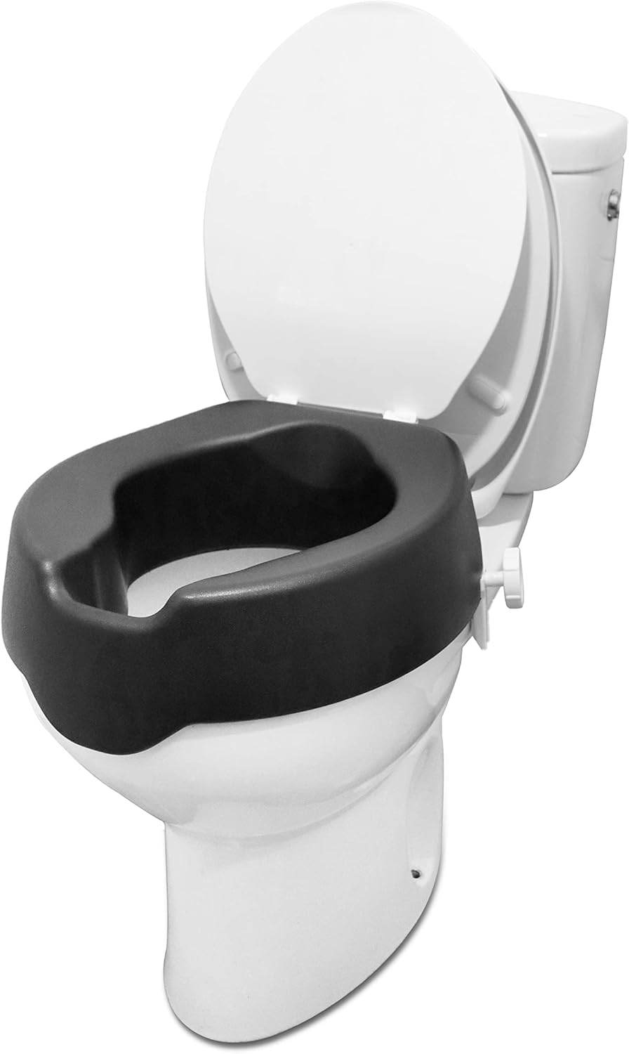 KMINA - Soft Toilet Seat with Lid 10 Cm, Toilet Booster Seat for Seniors, Raised Toilet Seat 10 Cm, Toilet Attachment for Seniors, Booster Seat Toilet, Toilet Seat Raisers, Black image number 4