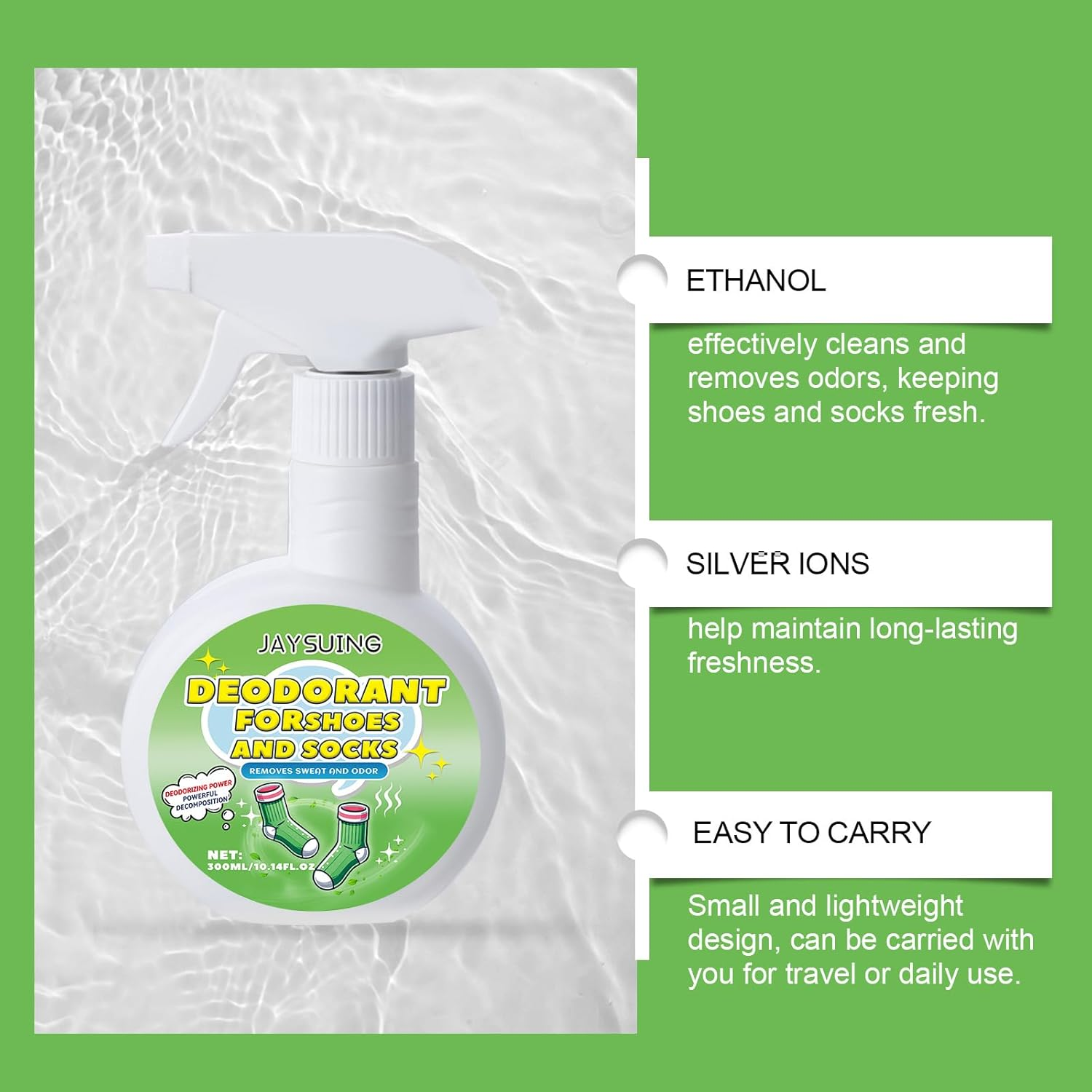 Shoe and Sock Deodorizer Spray, 300Ml, Long-Lasting Fragrance, Odour Remover image number 2