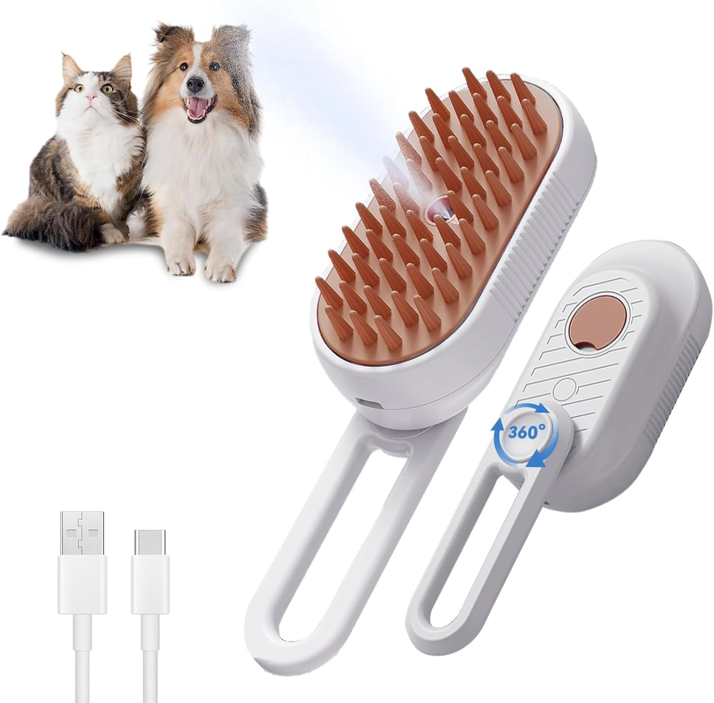 Cat Brush with Steam, 3-In-1 Steam Brush Cat Steamy Brush Cat Steam Brush for Cats with Spray Cat Brush with Water Cats Steam Brush Care Brush for Cats and Dogs for Hair Removal image number 5