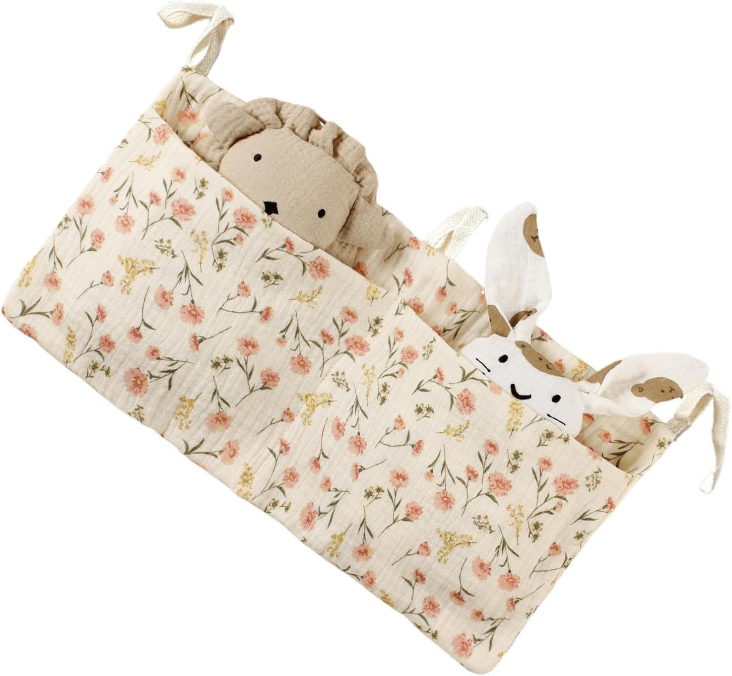 Baby Bed Side Diaper Storage Bag | Bed Organizer Pocket - Dormitory Bed Bunk Organizing Bag, 2 Pockets Crib Accessories for Baby Cribs and Toys image number 3