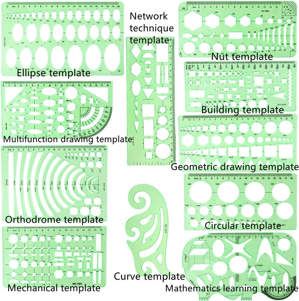 12Pcs Geometric Stencils,Drawing Tools Drafting Templates,Circle Shape Stencils Drawing Stencils Drafting Tools for Art,Design image number 4