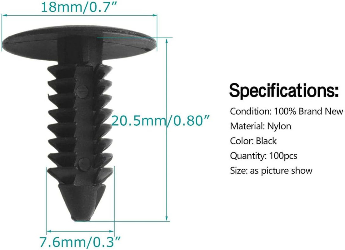 ANTS PART 100 Pcs Auto Car Fender & Bumper Shield Fastener Clips for GM #1605396, 1595864; Chrysler 6030441; Ford 388577S, W705589-S300
