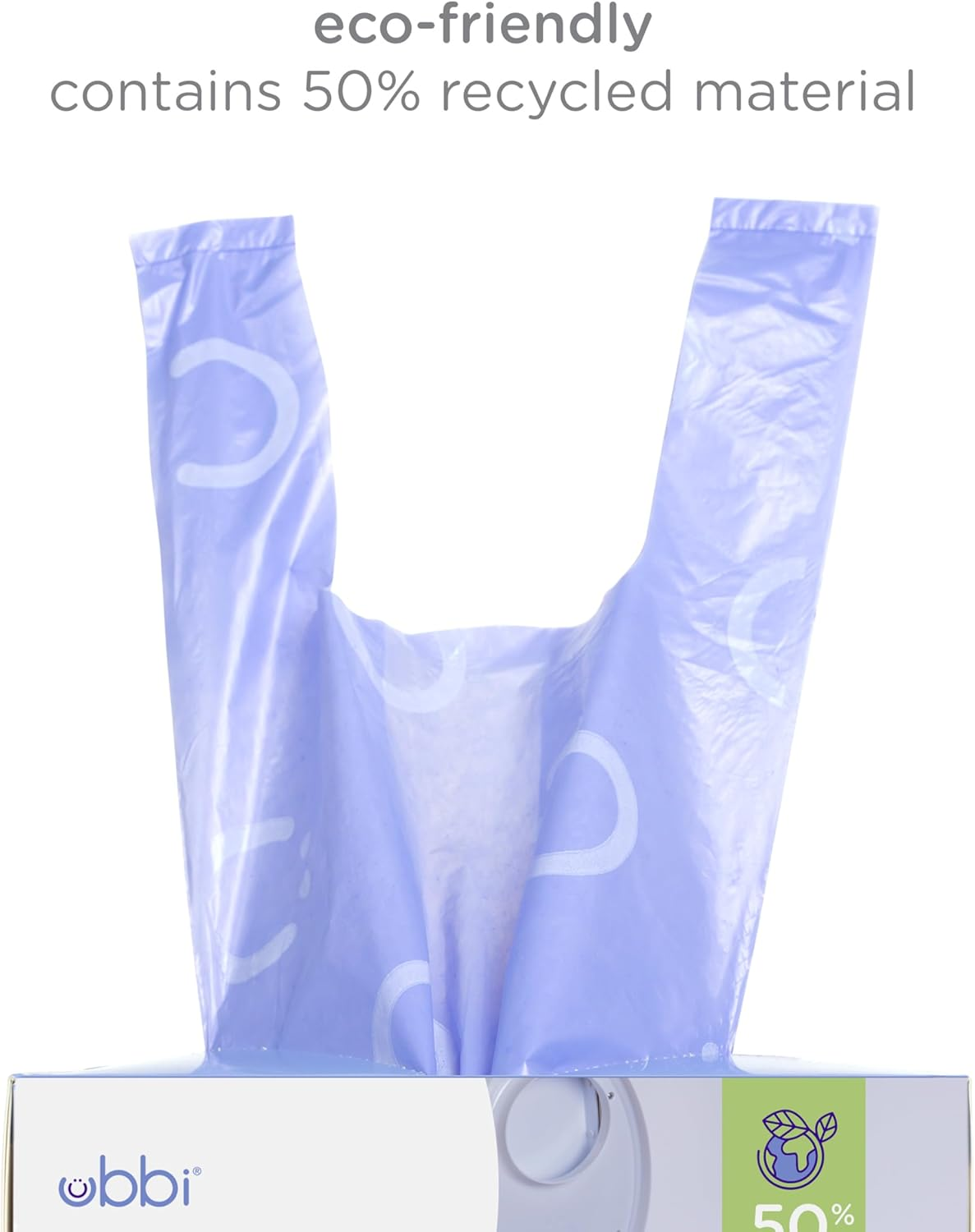 Ubbi Disposable Diaper Sacks, Lavender Scented, Easy-To-Tie Tabs, Made with Recycled Material, to Use at Home or On-The-Go, 400 Counts image number 5