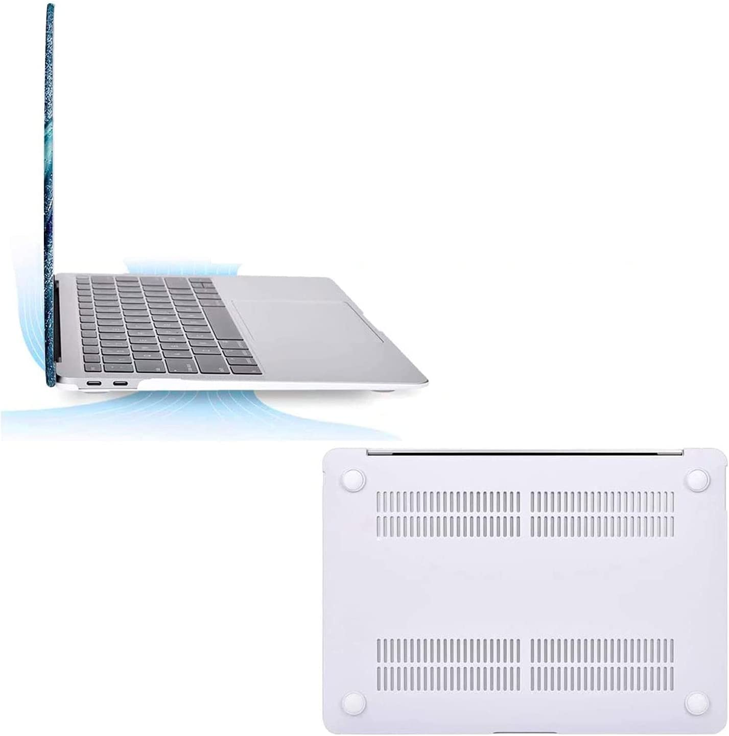 MOSISO Compatible with Macbook Air 13 Inch Case 2022 2021 2020 2019 2018 Release A2337 M1 A2179 A1932 Retina Display, Plastic Pattern Hard Case&Keyboard Cover&Screen Protector, Creative Wave Marble image number 5