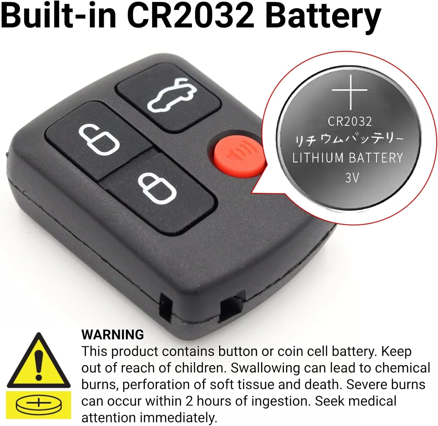 QSDIYRF 4-Button Car Remote Compatible with Ford Falcon/Fairmont/Fairlane BA BF 2002-2010 Series, Works for Xr6/Xr8/Fpv/Territory SX SY 2002-2010 Models, 433Mhz Complete Remote Replacement, 1 Pack image number 4