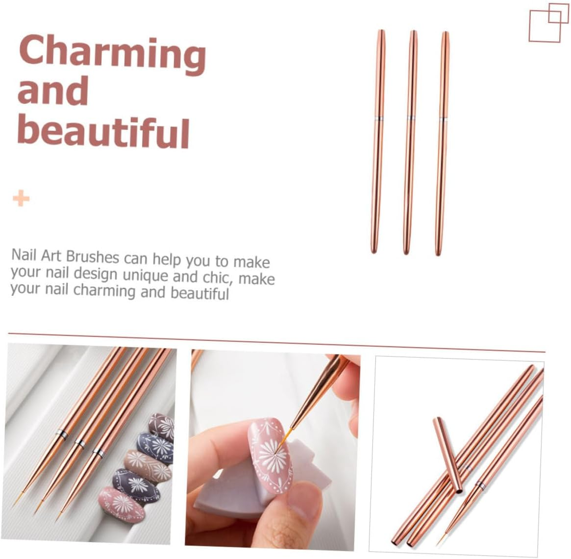 IWOWHERO Nail Art Line Pen Set of 3 Professional Nail Tools for Home and Salon Use image number 5